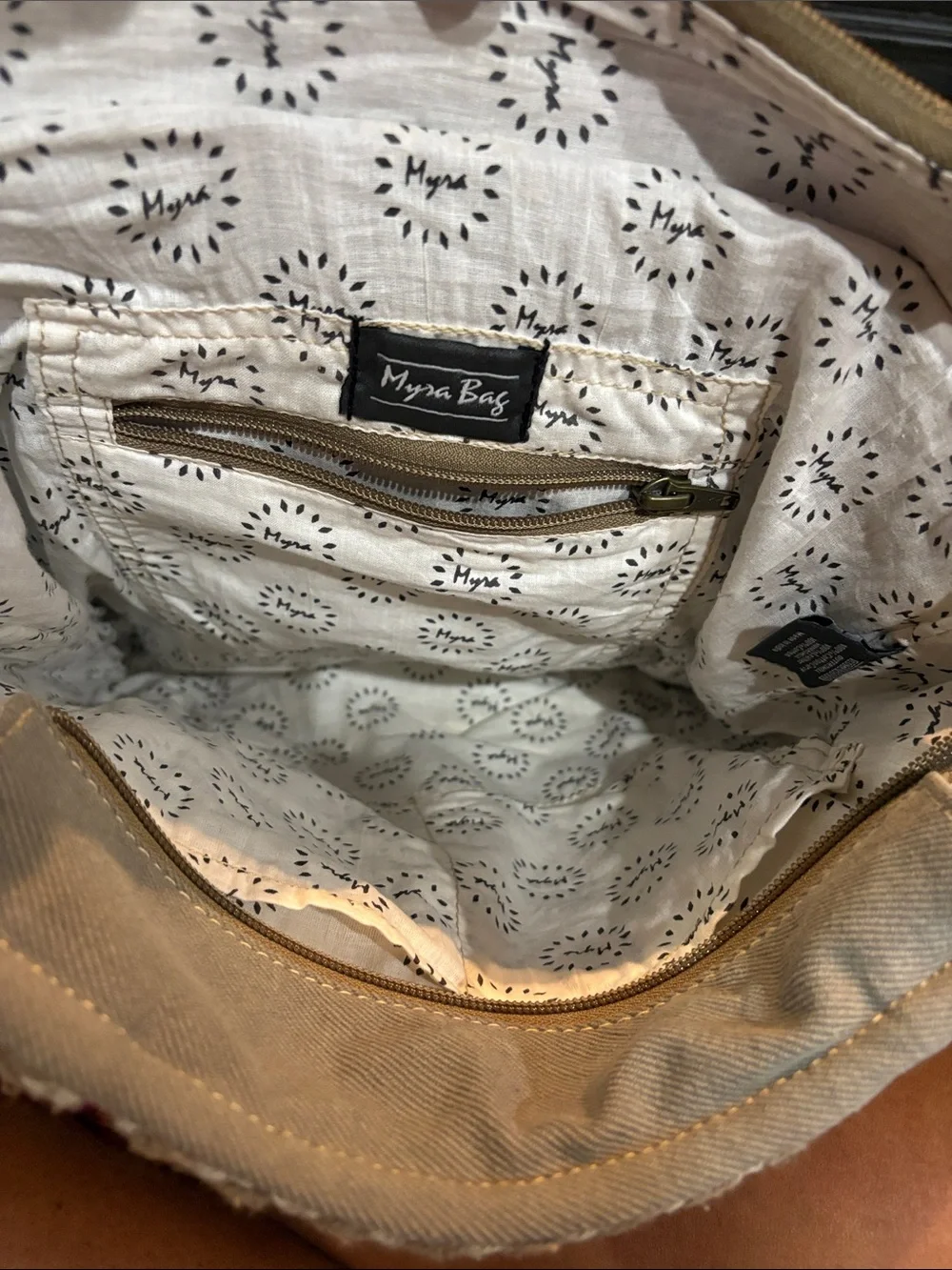 Myra Bag Canvas and Leather Backpack in Olive Green and Blue